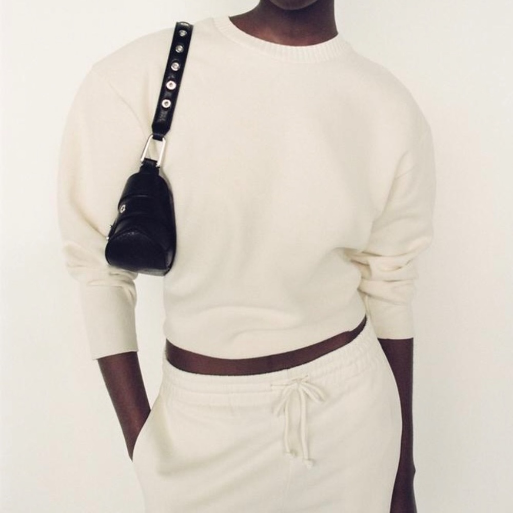 NWT Zara Soft Plush Crew Neck Sweater in Ecru Sz S